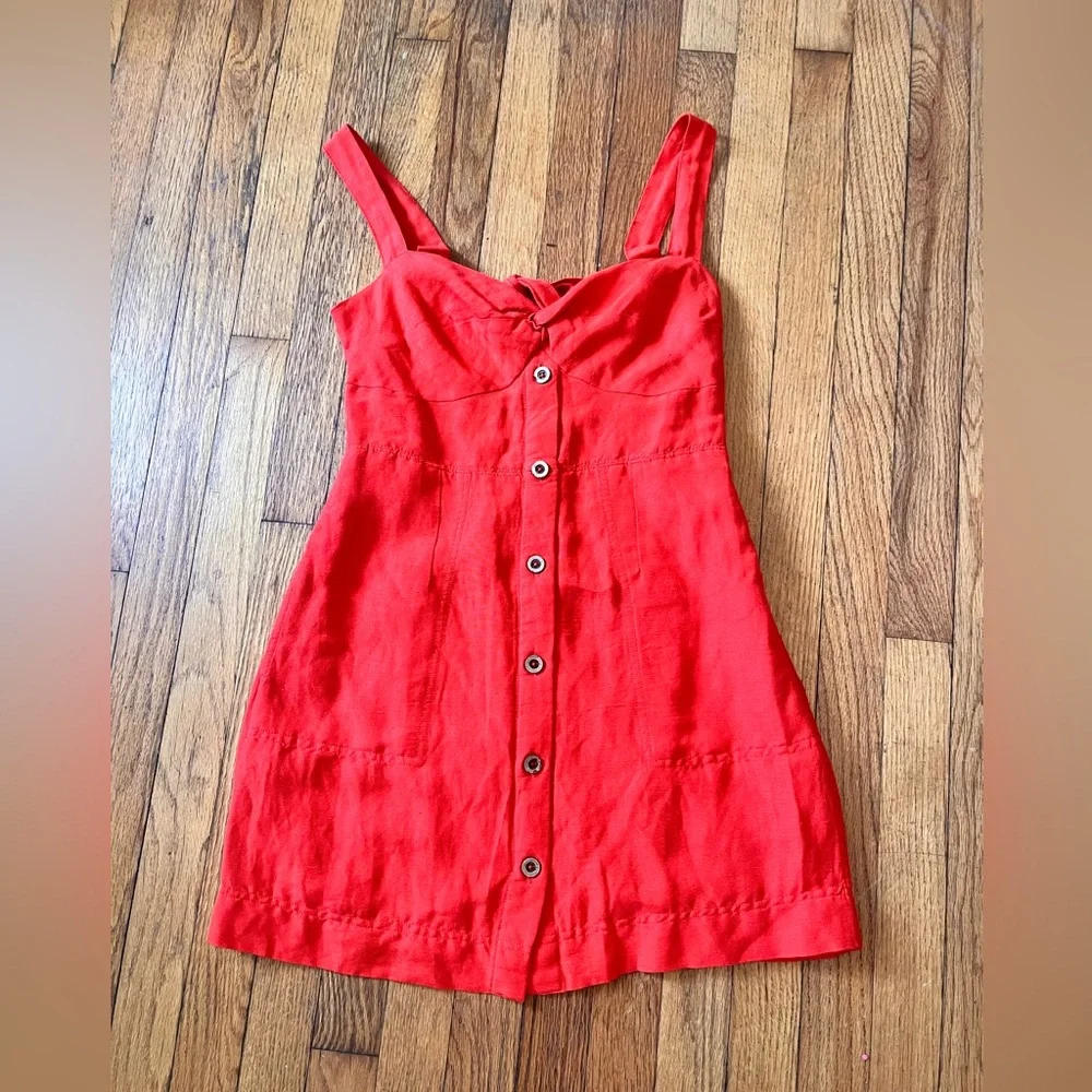 Maeve by Anthropologie size S red dress twist front tie back and zipper - Picture 9 of 10